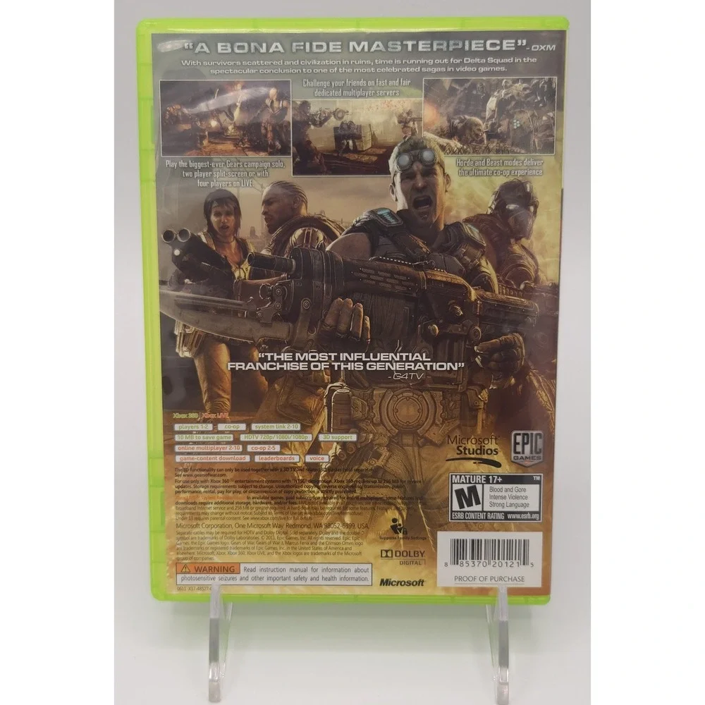 Gears of War 3 - Xbox 360 - Authentic CIB w/ Stickers - Microsoft Game - Tested